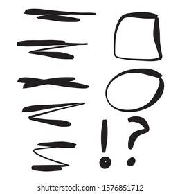 Set of hand drawn underlines. Handmade strokes EPS Vector