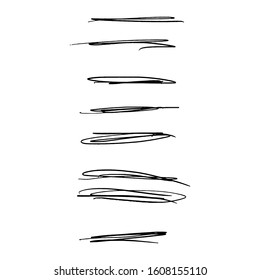 Set of hand drawn underlines. Handmade strokes EPS Vector