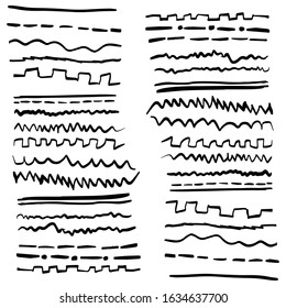 Set of hand drawn underlines. Handmade strokes EPS Vector