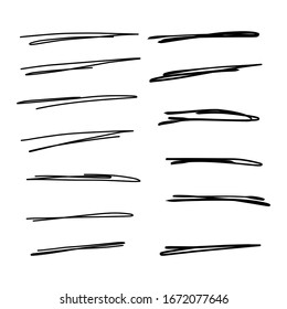 Set of hand drawn underlines. Handmade strokes EPS Vector