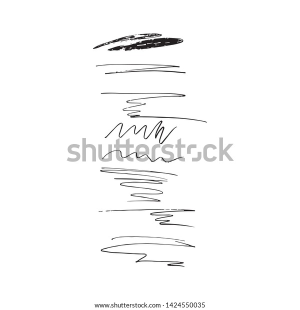 Set of hand drawn underlines,\
handmade doodles, dividers on white background EPS\
Vector