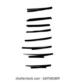 Satz handgefertigter, handgezeichnet unterstrichener Linien einzeln auf weißem Hintergrund EPS Vektorillustration
