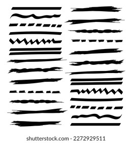 Set of hand drawn underlines isolated on a white background EPS Vector