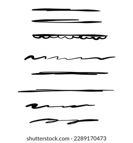 Set of hand drawn underlines isolated on a white background EPS Vector
