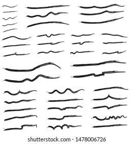 Set Of Hand Drawn Underlines Vector . Black Underline Stroke