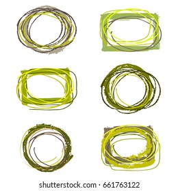 Set of hand drawn unique shapes for brand and logo design. Vector sketched elements isolated on the background and easy to use for your business.