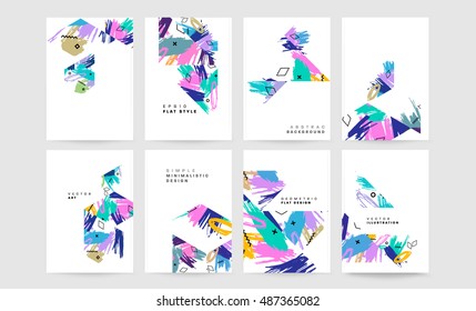 Set of Hand Drawn Universal Cards. Design for Flyers, Placards, Posters, Invitations, Brochures. Artistic Creative Templates. Abstract Modern Style