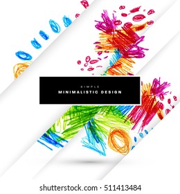 Set of Hand Drawn Universal Cards. Design for Flyers, Placards, Posters, Invitations, Brochures. Artistic Creative Templates. Abstract Modern Style