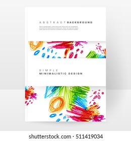 Set of Hand Drawn Universal Cards. Design for Flyers, Placards, Posters, Invitations, Brochures. Artistic Creative Templates. Abstract Modern Style