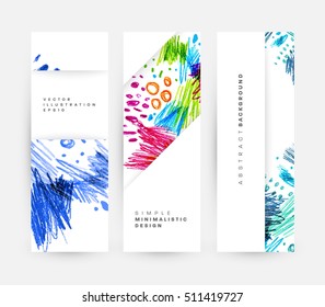 Set of Hand Drawn Universal Cards. Design for Flyers, Placards, Posters, Invitations, Brochures. Artistic Creative Templates. Abstract Modern Style
