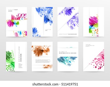 Set of Hand Drawn Universal Cards. Design for Flyers, Placards, Posters, Invitations, Brochures. Artistic Creative Templates. Abstract Modern Style