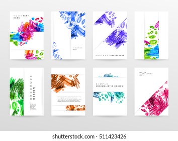 Set of Hand Drawn Universal Cards. Design for Flyers, Placards, Posters, Invitations, Brochures. Artistic Creative Templates. Abstract Modern Style