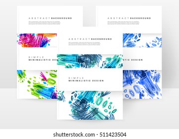 Set of Hand Drawn Universal Cards. Design for Flyers, Placards, Posters, Invitations, Brochures. Artistic Creative Templates. Abstract Modern Style