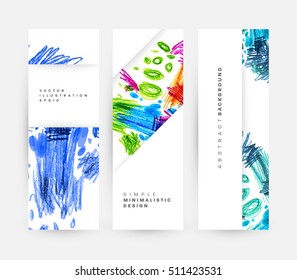 Juego de tarjetas universales dibujadas a mano. Diseño para volantes, carteles, afiches, invitaciones, folletos. Plantillas artísticas creativas. Resumen Estilo moderno