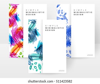 Juego de tarjetas universales dibujadas a mano. Diseño para volantes, carteles, afiches, invitaciones, folletos. Plantillas artísticas creativas. Resumen Estilo moderno