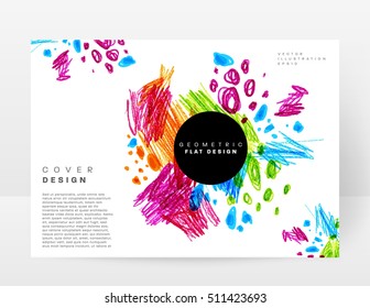 Set of Hand Drawn Universal Cards. Design for Flyers, Placards, Posters, Invitations, Brochures. Artistic Creative Templates. Abstract Modern Style