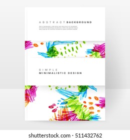 Set of Hand Drawn Universal Cards. Design for Flyers, Placards, Posters, Invitations, Brochures. Artistic Creative Templates. Abstract Modern Style