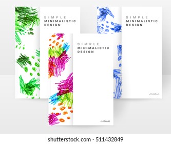 Set of Hand Drawn Universal Cards. Design for Flyers, Placards, Posters, Invitations, Brochures. Artistic Creative Templates. Abstract Modern Style