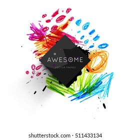 Set of Hand Drawn Universal Cards. Design for Flyers, Placards, Posters, Invitations, Brochures. Artistic Creative Templates. Abstract Modern Style