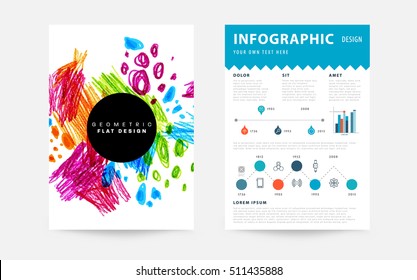 Set of Hand Drawn Universal Cards. Design for Flyers, Placards, Posters, Invitations, Brochures. Artistic Creative Templates. Abstract Modern Style