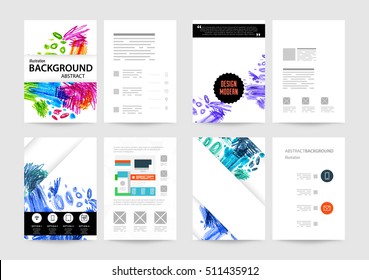 Set of Hand Drawn Universal Cards. Design for Flyers, Placards, Posters, Invitations, Brochures. Artistic Creative Templates. Abstract Modern Style