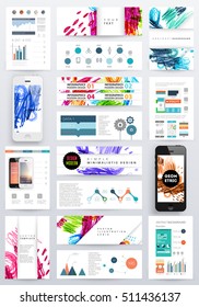 Set of Hand Drawn Universal Cards. Design for Flyers, Placards, Posters, Invitations, Brochures. Artistic Creative Templates. Abstract Modern Style