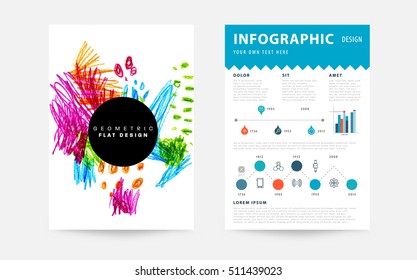Set of Hand Drawn Universal Cards. Design for Flyers, Placards, Posters, Invitations, Brochures. Artistic Creative Templates. Abstract Modern Style