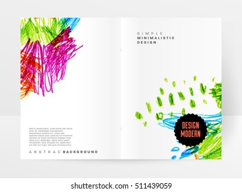 Set of Hand Drawn Universal Cards. Design for Flyers, Placards, Posters, Invitations, Brochures. Artistic Creative Templates. Abstract Modern Style