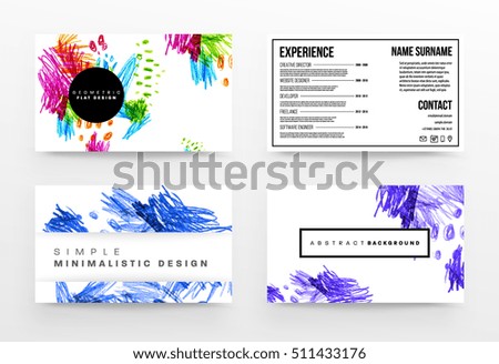 Set of Hand Drawn Universal Cards. Design for Flyers, Placards, Posters, Invitations, Brochures. Artistic Creative Templates. Abstract Modern Style