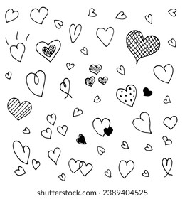 set of hand drawn valentino day hearts