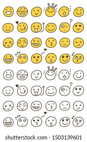 Set of Hand Drawn Various Emoticon Doodle