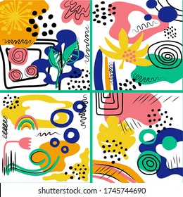 Set of hand drawn various shapes and doodle objects. Abstract contemporary modern trendy vector illustration.