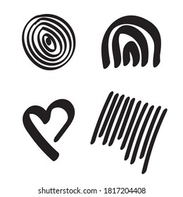 Set of hand drawn various shapes and doodle objects. Abstract contemporary modern trendy vector illustration. All elements are isolated