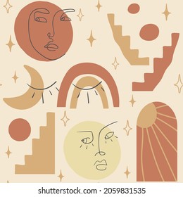 Conjunto de dibujos a mano de varias formas y patrones de objetos de doodle. Resumen de ilustración vectorial moderna de moda contemporánea