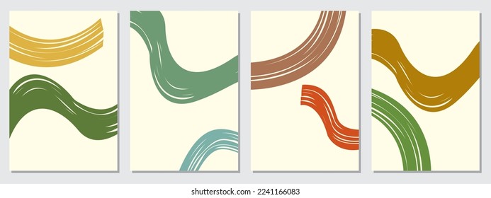 A set of hand drawn various shapes. Curves and arcs. Abstract contemporary pattern. Modern stylish vector illustration. beige background.