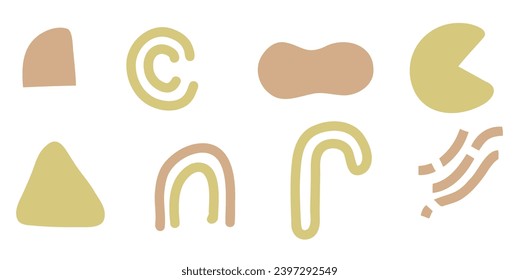 Conjunto de manos dibujó varias formas y objetos de garabatos. Resumen de la moderna y moderna ilustración vectorial. Ilustración geométrica de diseño creativo.