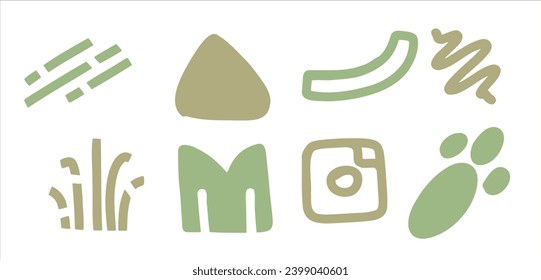 Set of Hand drawn various shapes and doodle objects. Abstract contemporary modern trendy vector illustration.
