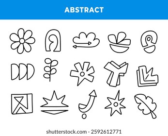 Set of hand drawn various shapes and doodle objects. Abstract contemporary modern trendy vector illustration. Isolated in white background