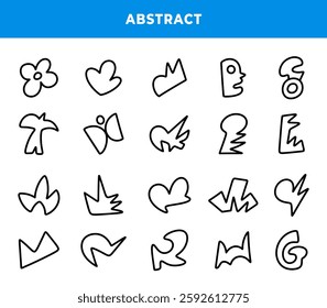 Set of hand drawn various shapes and doodle objects. Abstract contemporary modern trendy vector illustration. Isolated in white background