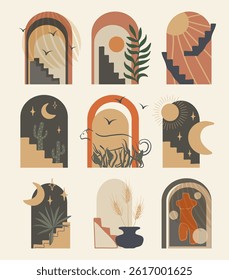 Set of hand drawn various shapes and objects. Abstract contemporary nature vector elements collection