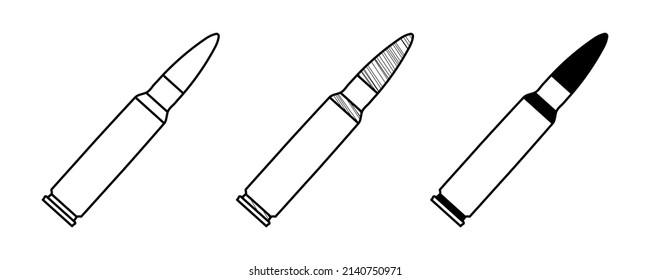 Set of hand drawn vector ammo in a doodle cartoon style