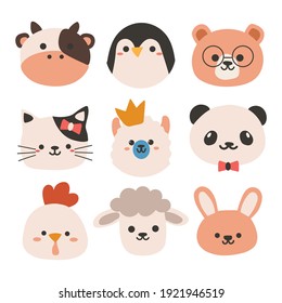 Set of hand drawn vector animals. illustration for sticker, label, tag, gift wrapping paper, design for kids