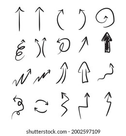 set of Hand drawn vector arrow set. Vector doodle 
