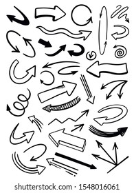 Set of hand drawn vector arrows