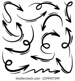 Set of Hand drawn vector arrows doodle on white background. design element vector illustration.