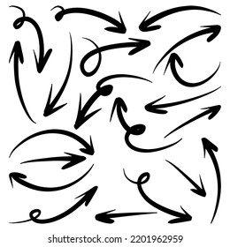 Set of Hand drawn vector arrows doodle on white background. design element vector illustration.