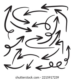 Set of Hand drawn vector arrows doodle on white background. design element vector illustration.