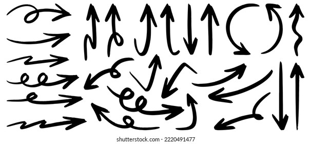 Set of Hand drawn vector arrows doodle on white background. design element vector illustration.