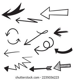 Set of Hand drawn vector arrows doodle on white background. design element vector illustration.