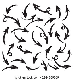 Set of Hand drawn vector arrows doodle on white background. design element vector illustration.